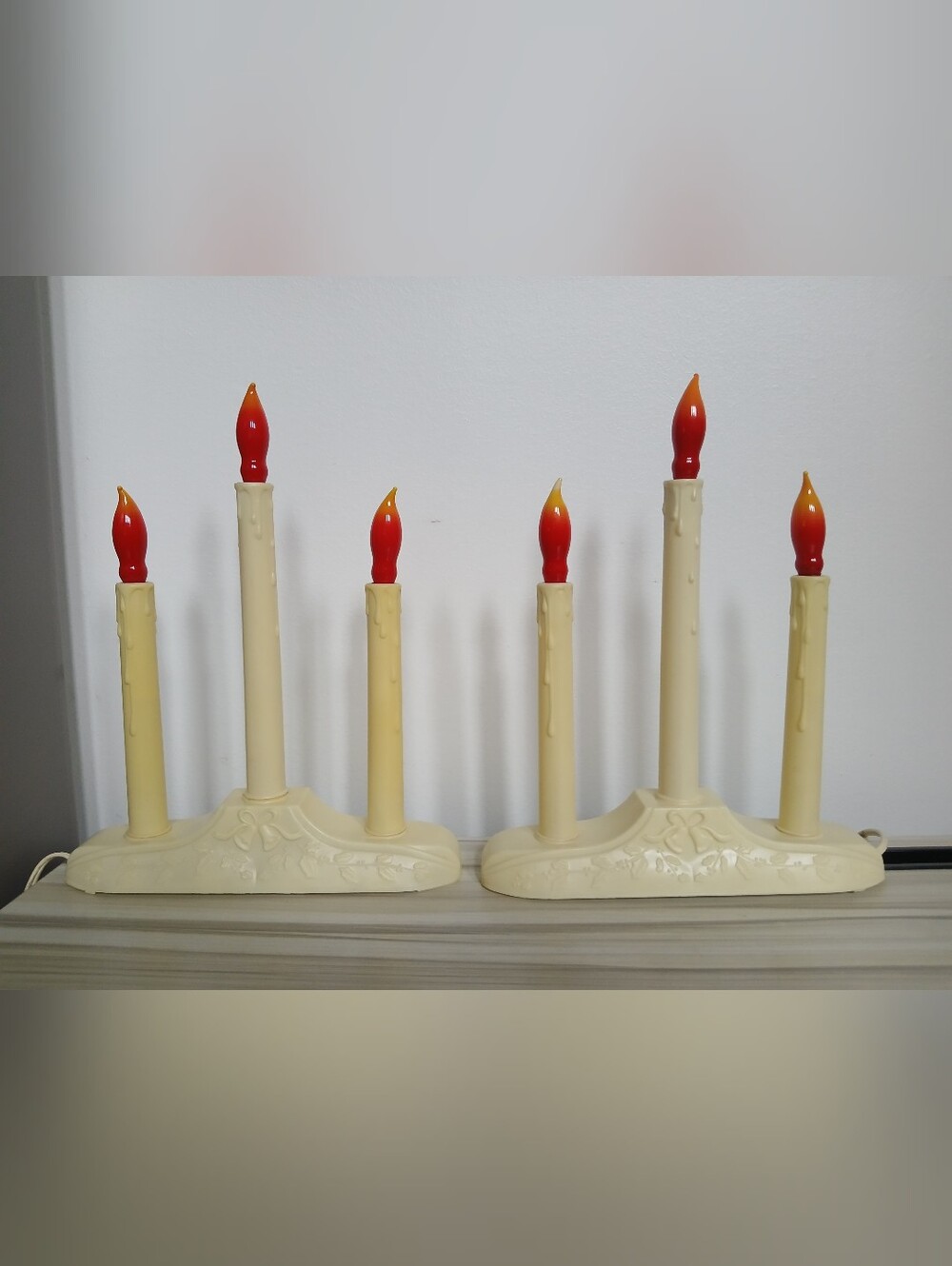 Vtg Christmas Window Electric Candolier Candle Lights Set of 2 Tested ExtraBulbs